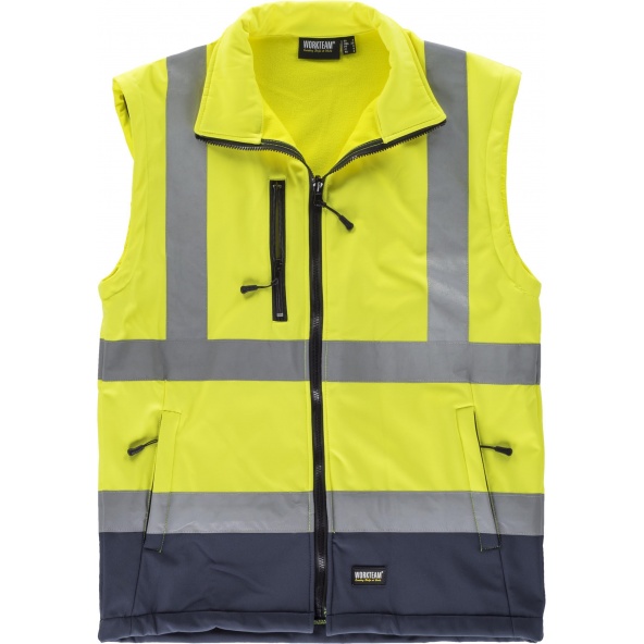 Parka C3745 + Workshell desmontable 4 prendas en 1 Marino+Amarillo AV workteam atrás