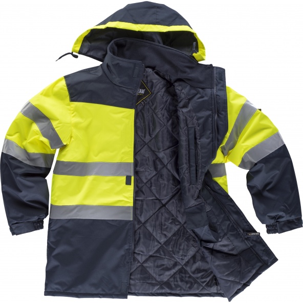 Parka acolchada tejido oxford C3765 Amarillo AV+Marino workteam delante reflectante