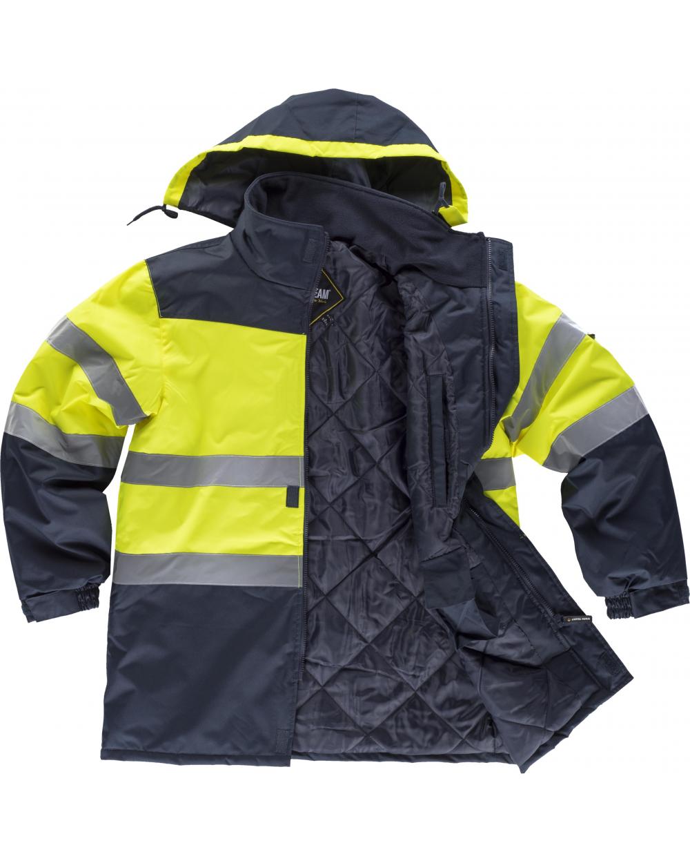 Parka acolchada tejido oxford C3765 Amarillo AV+Marino workteam delante reflectante