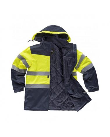 Parka acolchada tejido oxford C3765 Amarillo AV+Marino workteam delante reflectante