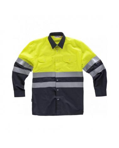 Comprar Camisa reflectante manga largaC3813 Marino+Amarillo AV workteam delante