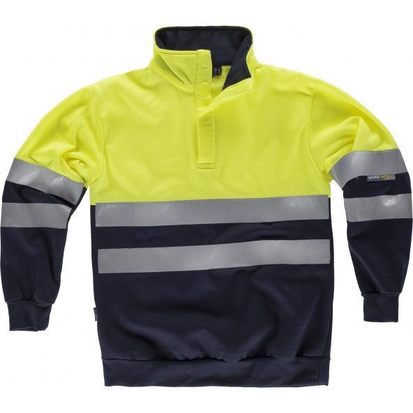 Comprar Sudadera con cierre velcro C3839 (hasta 4XL) Marino+Amarillo AV workteam delante