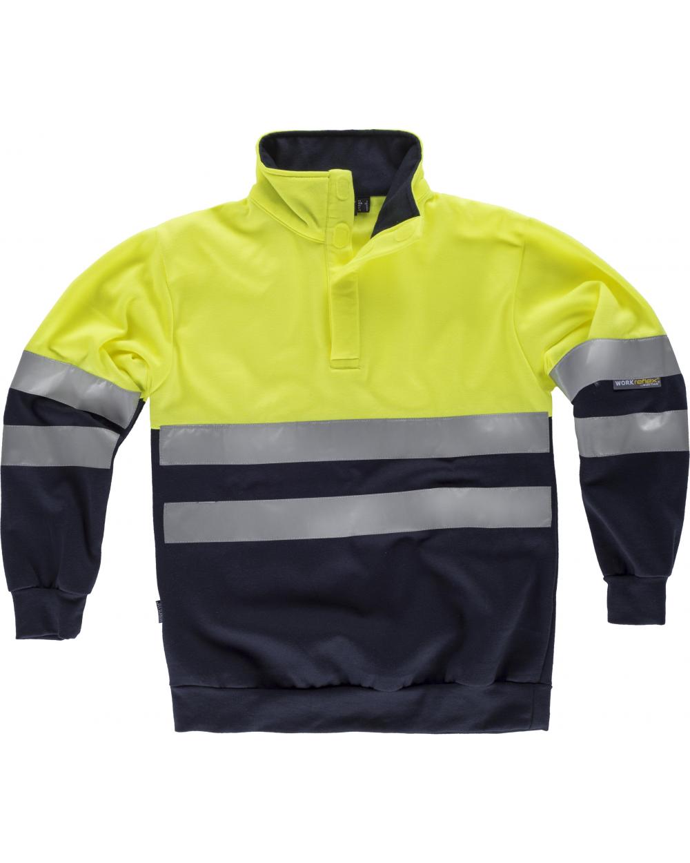 Comprar Sudadera con cierre velcro C3839 (hasta 4XL) Marino+Amarillo AV workteam delante