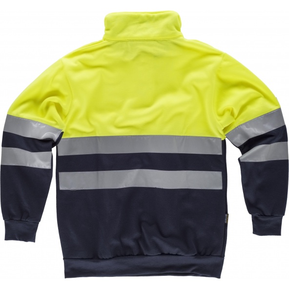 Sudadera con cierre velcro C3839 (hasta 4XL) Marino+Amarillo AV workteam atrás barato