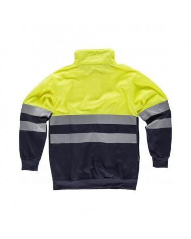 Sudadera con cierre velcro C3839 (hasta 4XL) Marino+Amarillo AV workteam atrás barato