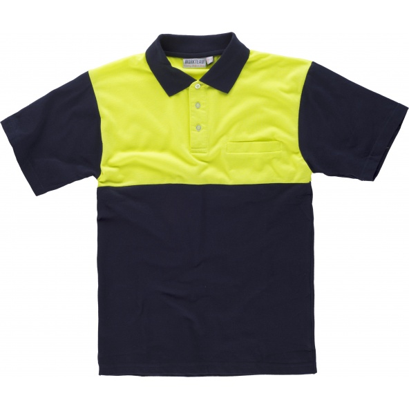 Comprar Polo combinado de algodon C3840 (hasta 5XL) Marino+Amarillo AV workteam delante