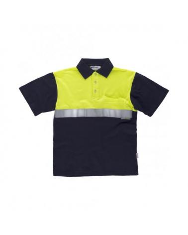 Comprar Polo combinado de algodon C3841 Marino+Amarillo AV workteam delante