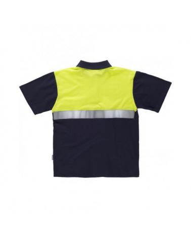 Polo combinado de algodon C3841 Marino+Amarillo AV workteam atrás barato