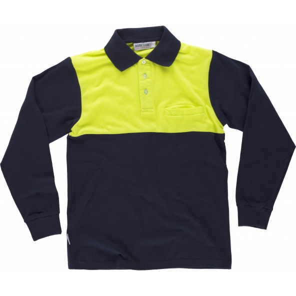 Comprar Polo de algodon C3842 (hasta 4XL) Marino+Amarillo AV workteam barato