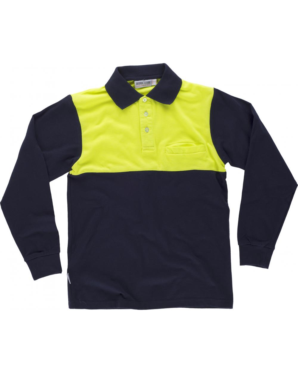 Comprar Polo de algodon C3842 (hasta 4XL) Marino+Amarillo AV workteam barato