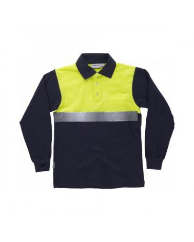 Comprar Polo de algodon C3843 Marino+Amarillo AV workteam delante