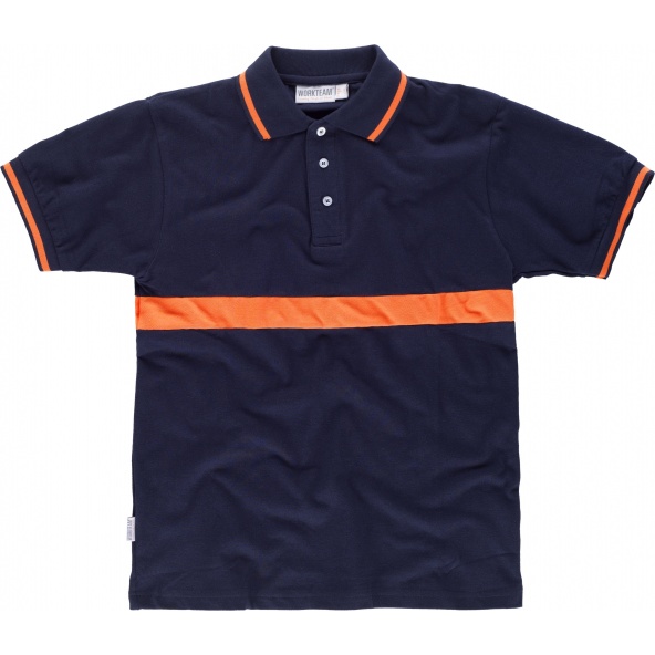 Comprar Polo de algodon C3850 Marino+Naranja AV workteam delante