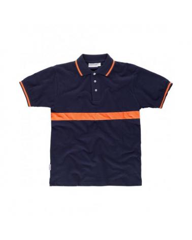 Comprar Polo de algodon C3850 Marino+Naranja AV workteam delante