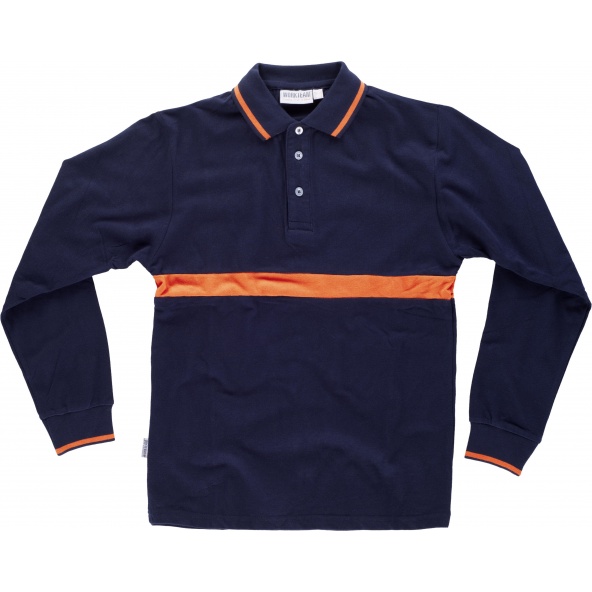 Comprar Polo de algodon C3852 Marino+Naranja AV workteam delante