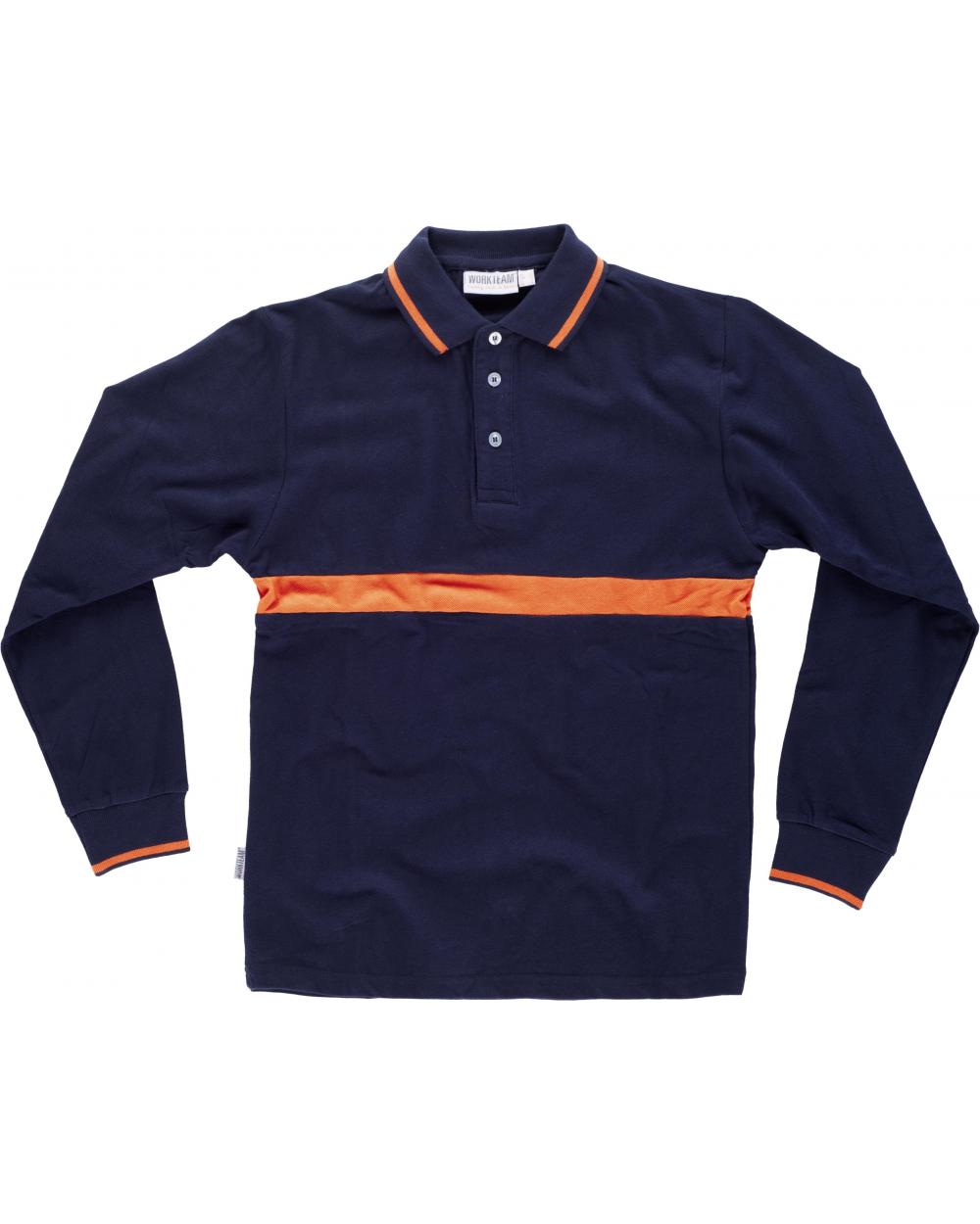 Comprar Polo de algodon C3852 Marino+Naranja AV workteam delante