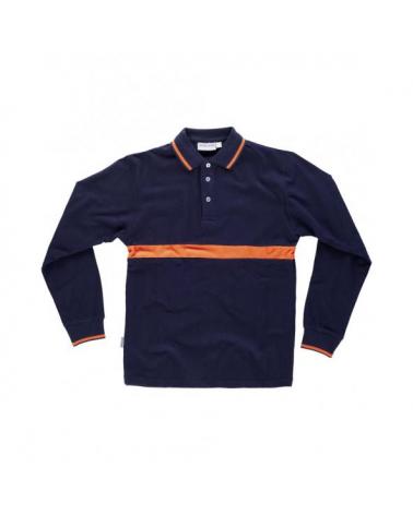 Comprar Polo de algodon C3852 Marino+Naranja AV workteam delante