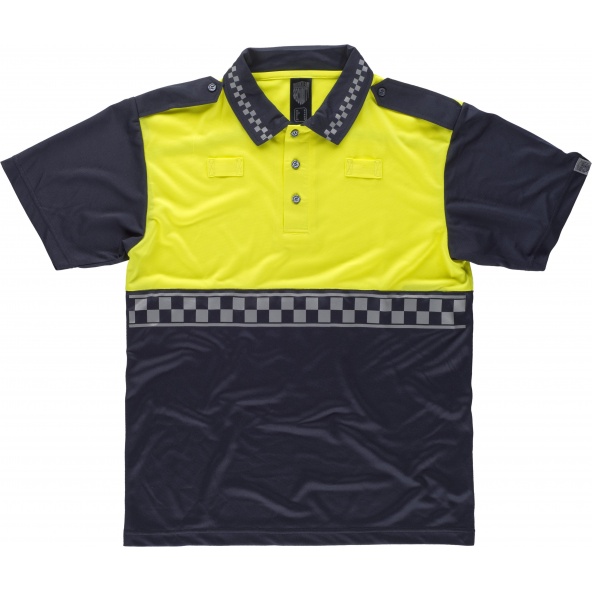 Comprar Polo combinado con galoneras C3855 Marino+Amarillo AV workteam delante