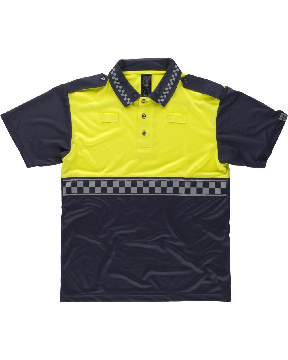 Comprar Polo combinado con galoneras C3855 Marino+Amarillo AV workteam delante