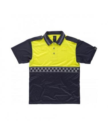 Comprar Polo combinado con galoneras C3855 Marino+Amarillo AV workteam delante