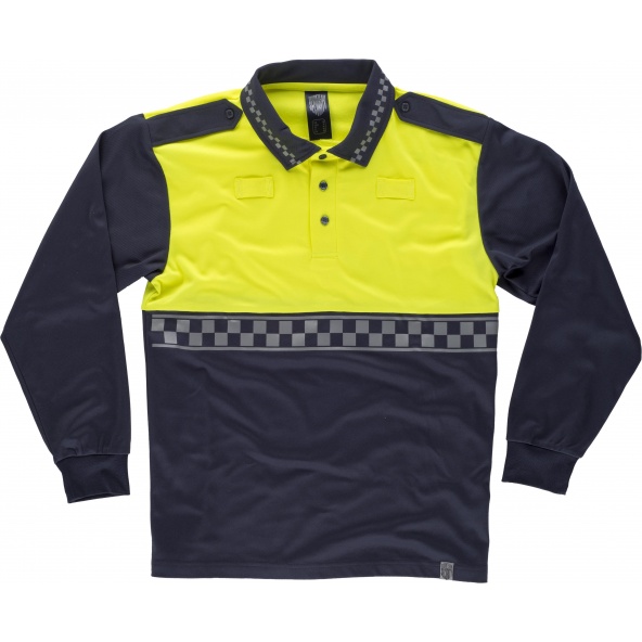 Comprar Polo combinado con galoneras C3856 Marino+Amarillo AV workteam delante