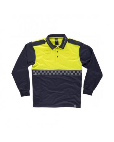 Comprar Polo combinado con galoneras C3856 Marino+Amarillo AV workteam delante