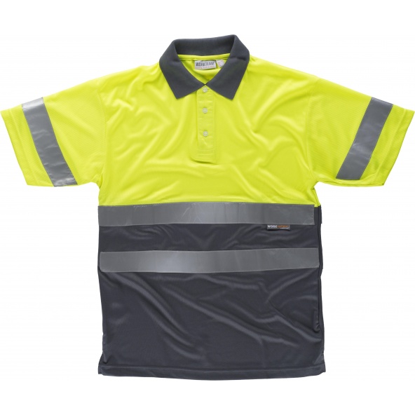 Comprar Polo combinado transpirable C3860 Amarillo AV+Gris workteam delante