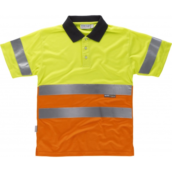 Comprar Polo combinado transpirable C3866 Amarillo AV+Naranja AV workteam delante