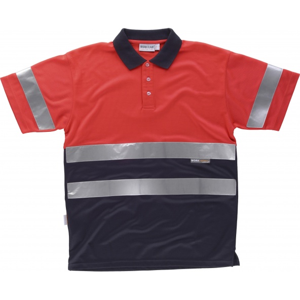 Comprar Polo combinado transpirable C3867 Rojo AV+Marino workteam delante