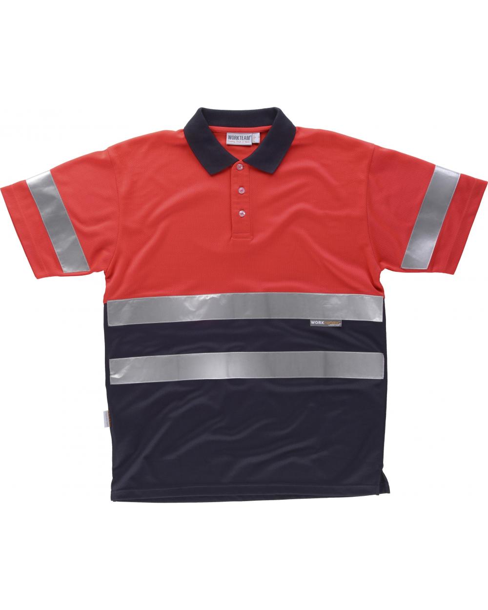 Comprar Polo combinado transpirable C3867 Rojo AV+Marino workteam delante