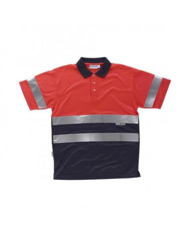 Comprar Polo combinado transpirable C3867 Rojo AV+Marino workteam delante