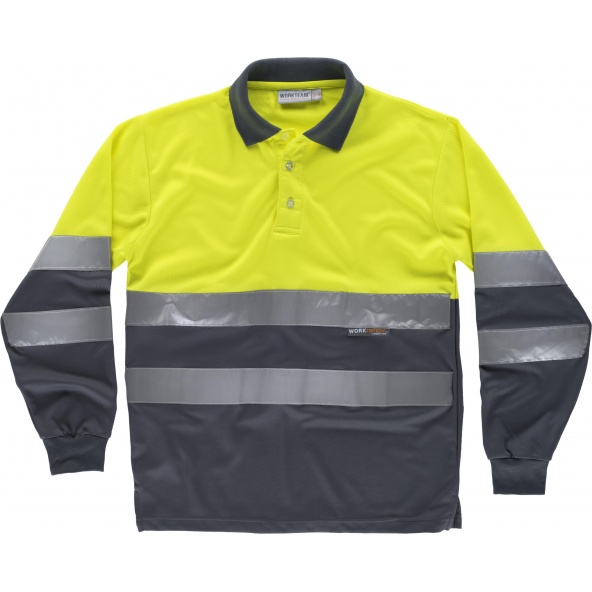 Comprar Polo combinado transpirable C3870 Amarillo AV+Gris workteam delante