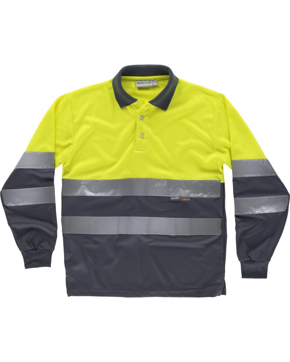 Comprar Polo combinado transpirable C3870 Amarillo AV+Gris workteam delante