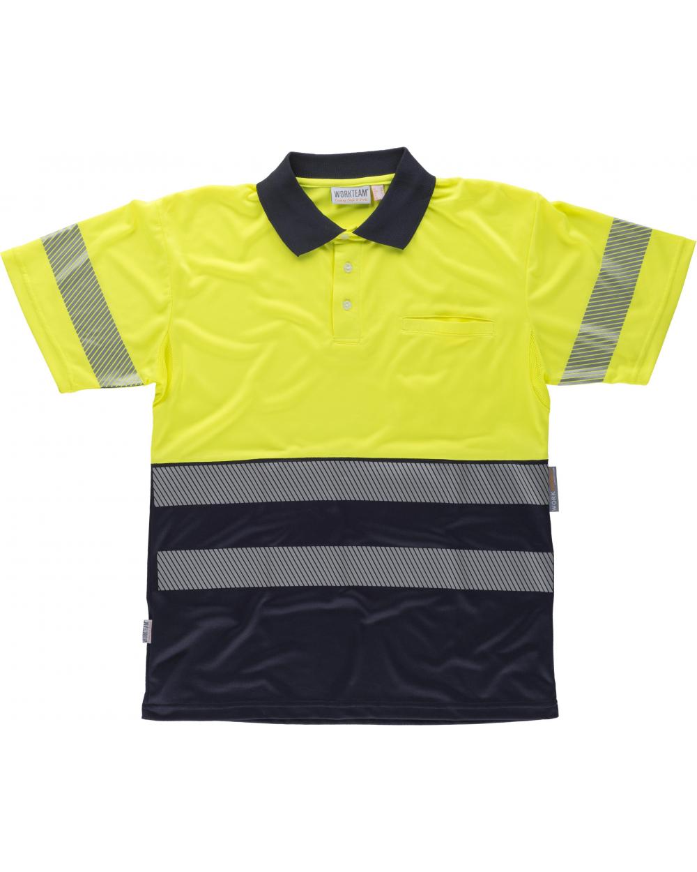 Comprar Polo combinado transpirable C3890 Marino+Amarillo AV workteam delante