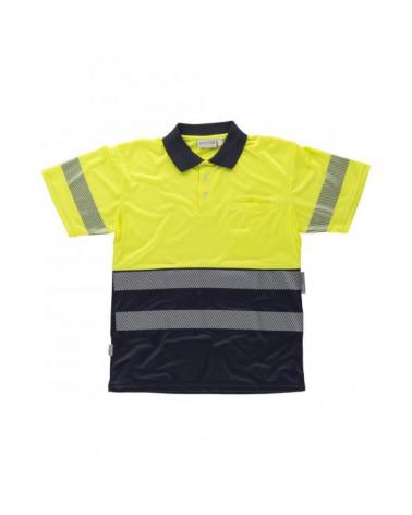 Comprar Polo combinado transpirable C3890 Marino+Amarillo AV workteam delante