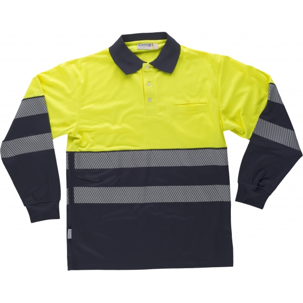 Comprar Polo con interior afelpado C3891 Marino+Amarillo AV workteam delante