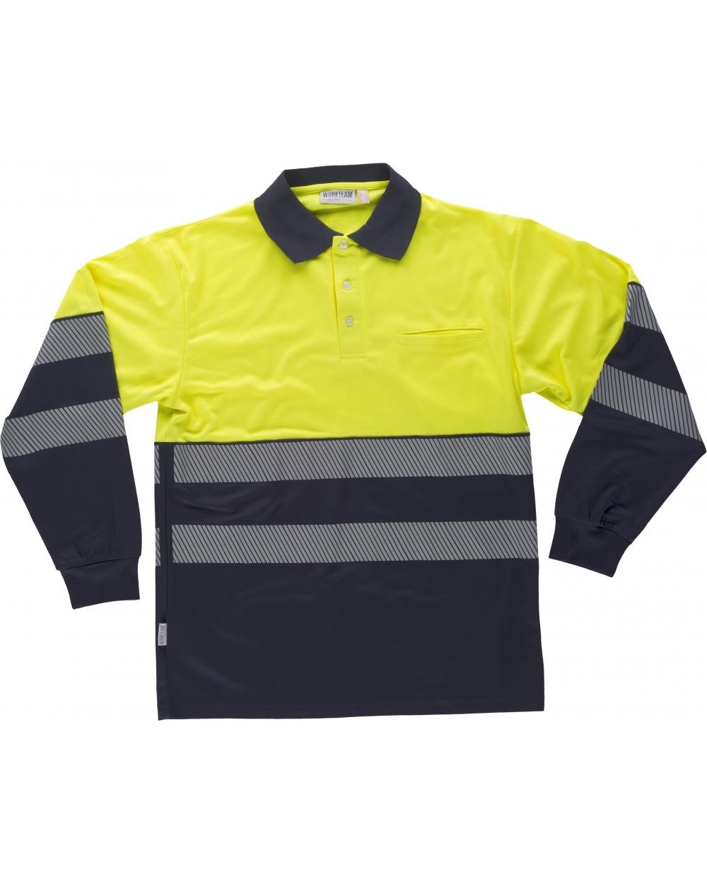 Comprar Polo con interior afelpado C3891 Marino+Amarillo AV workteam delante