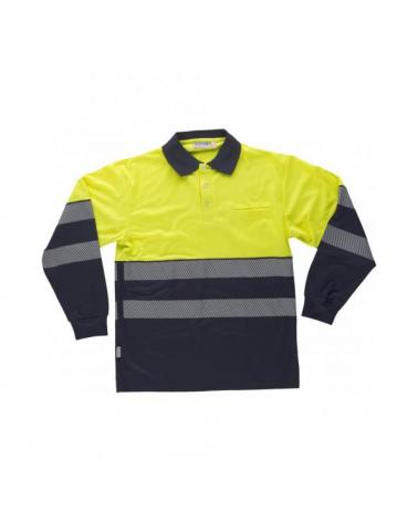 Comprar Polo con interior afelpado C3891 Marino+Amarillo AV workteam delante