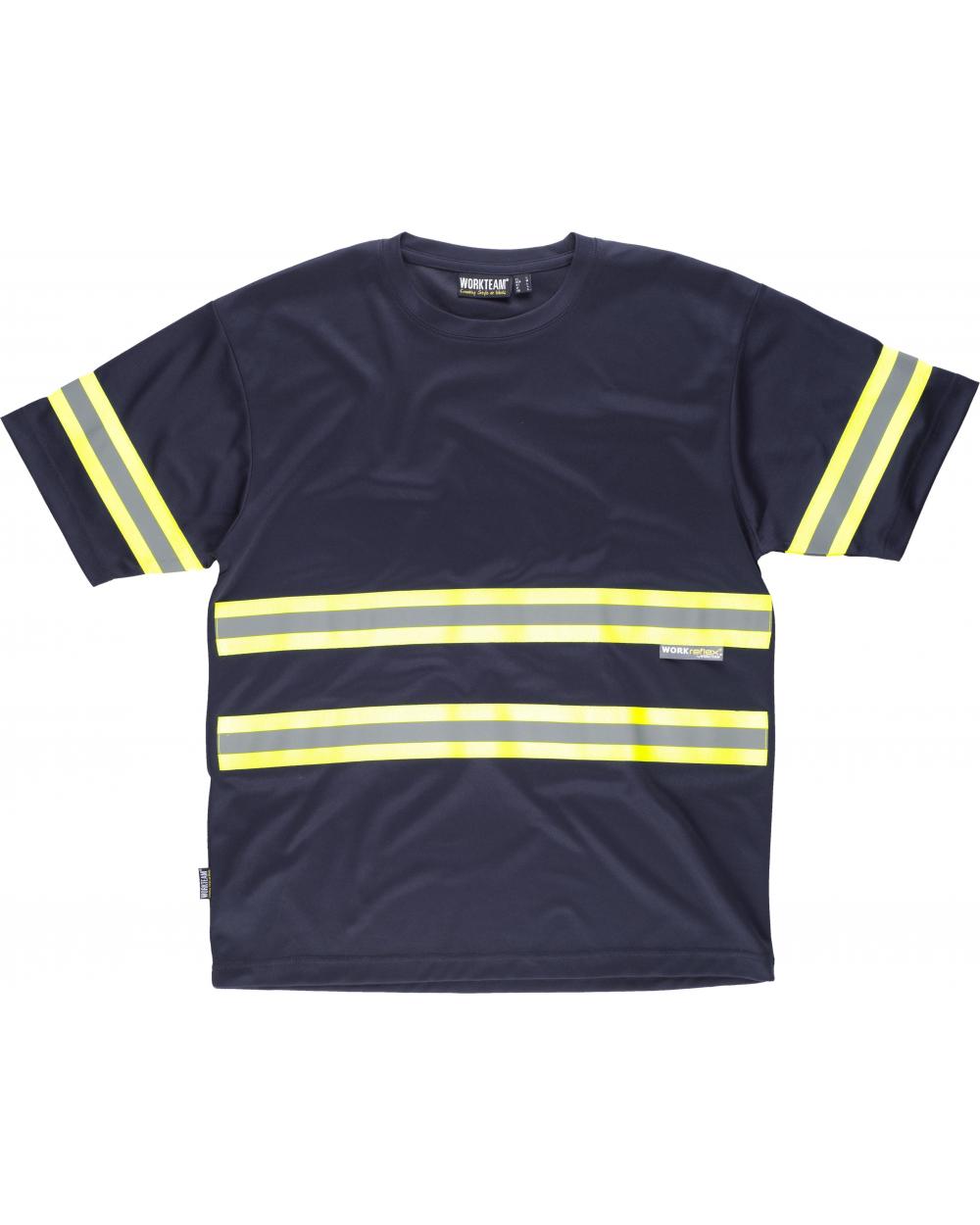 Comprar Camiseta con cintas fluorescentes C3936 Marino+Amarillo AV workteam delante