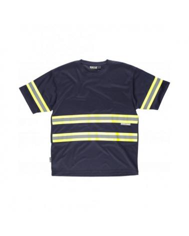 Comprar Camiseta con cintas fluorescentes C3936 Marino+Amarillo AV workteam delante