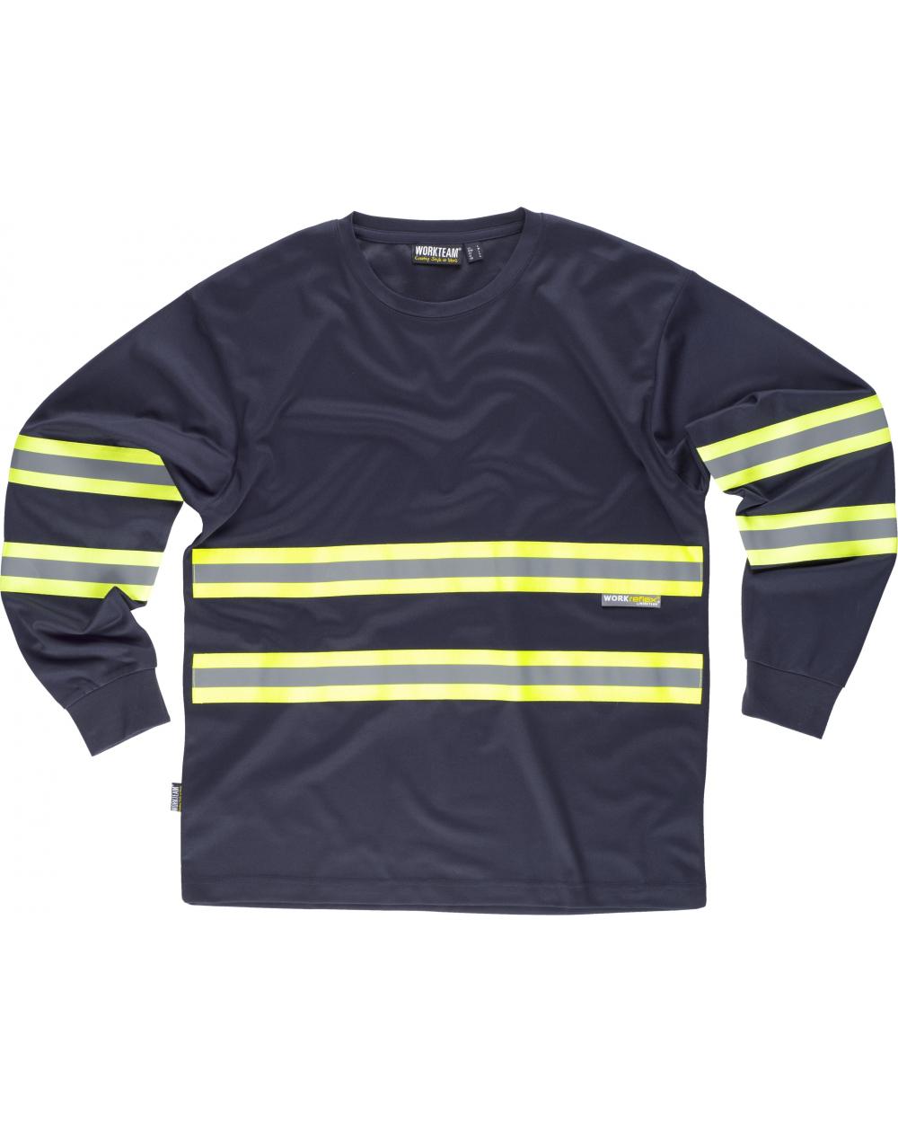 Comprar Camiseta con cintas fluorescentes C3937 Marino+Amarillo AV workteam delante