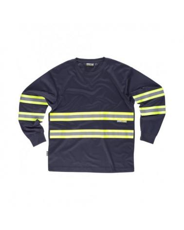 Comprar Camiseta con cintas fluorescentes C3937 Marino+Amarillo AV workteam delante