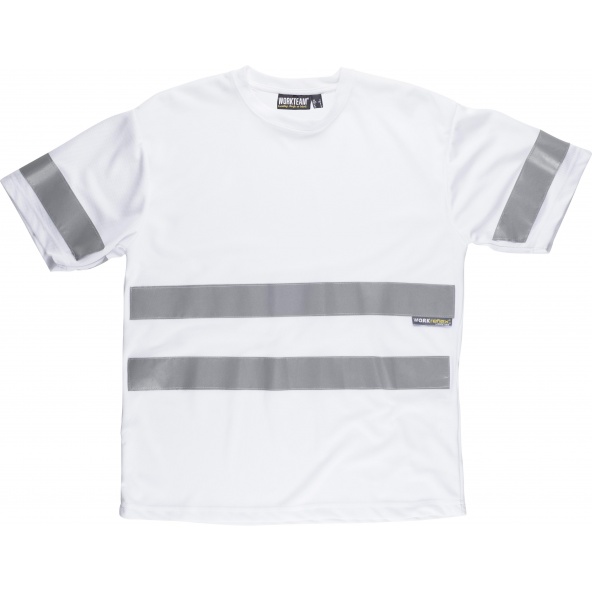 Comprar Camiseta con cintas reflectantes C3939 Blanco workteam delante