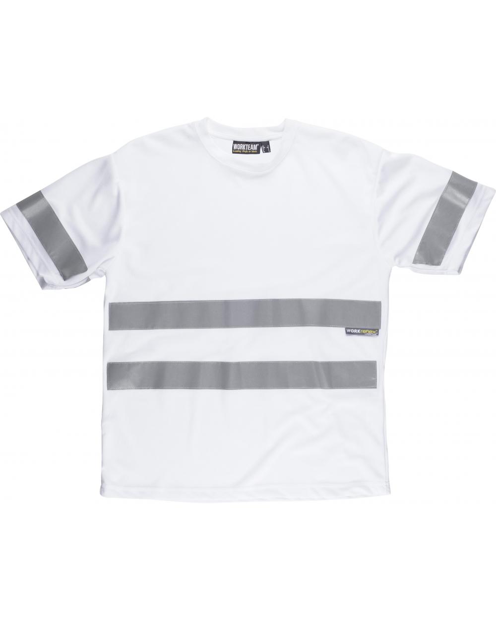 Comprar Camiseta con cintas reflectantes C3939 Blanco workteam delante