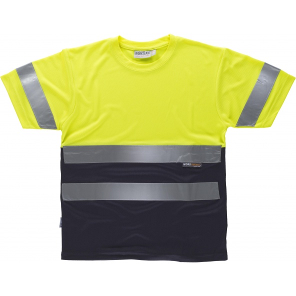 Comprar Camiseta transpirable C3941 Amarillo AV+Marino workteam delante