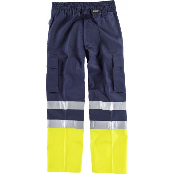 Pantalon con refuerzos C4014 Marino+Amarillo AV workteam atrás barato