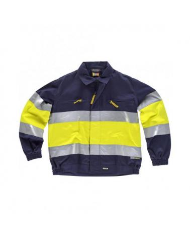 Comprar Cazadora algodon C4119 Marino+Amarillo AV workteam delante