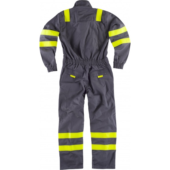 Buzo ignifugo y antiestatico C5094 Gris+Amarillo AV workteam atrás barato