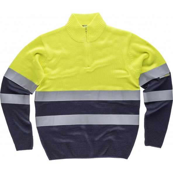 Comprar Jersey de punto con cintas reflectantes C5511 Amarillo AV+Marino workteam delante