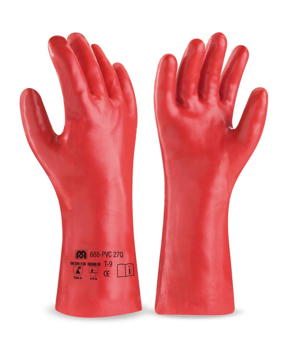 Comprar Guante De Pvc Estanco De 27 Cm. En Color Rojo Para Riesgos