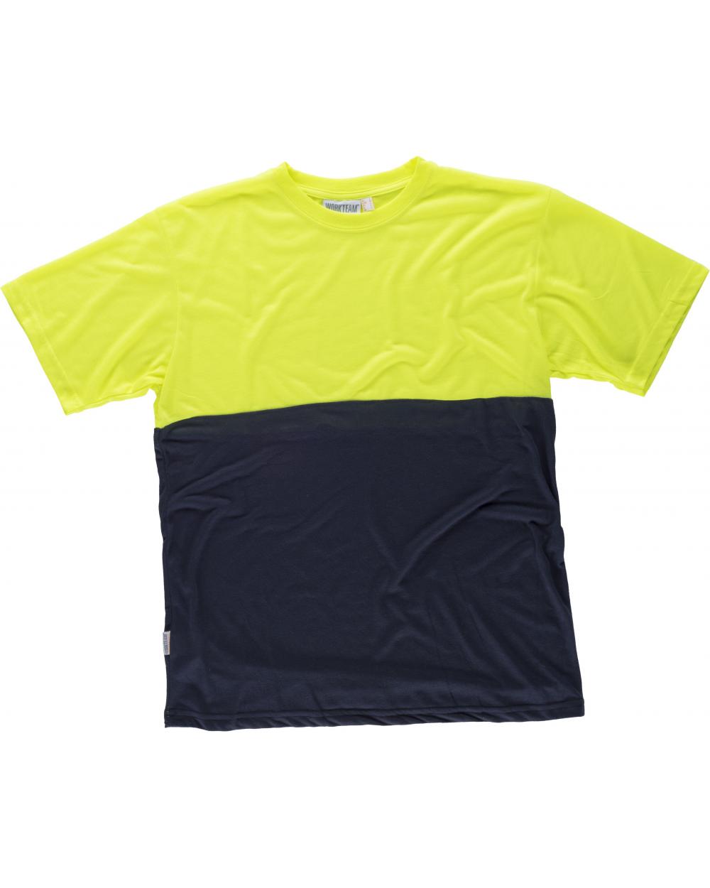 Comprar Camiseta de poliester tacto algodón C6020 Marino+Amarillo AV workteam delante